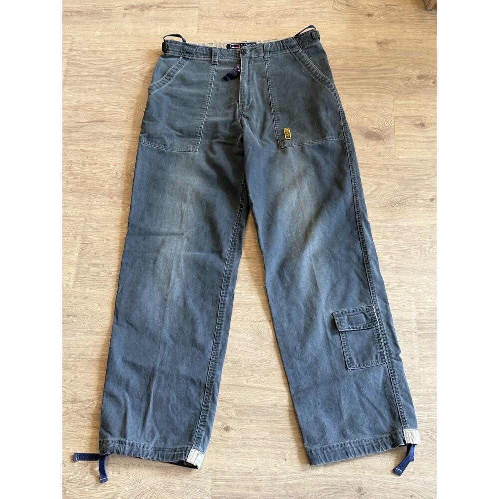 Vintage Bugle Boy Cargo Carpenter Pants Mens 34x32 Blue Baggy Y2K Utility Skater